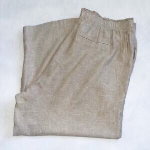Old Navy Womens Linen Blend Elastic Waist Pants - Tan Khaki Beige, Size XL